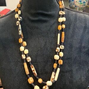 Long Bohemian Wooden Bead Necklace